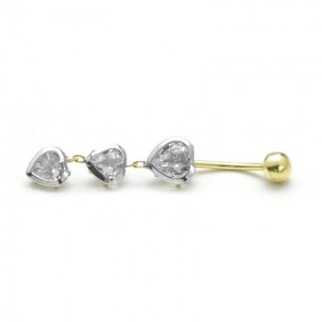 14 Ayar Alt�n Zirkon Ta�l� Kalpli Piercing