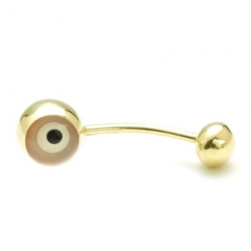 14 Ayar Alt�n Nazar Boncuklu Piercing