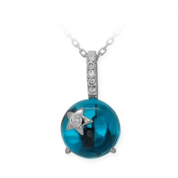 P�rlanta Blue Topaz Kolye Alt�n