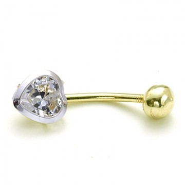 14 Ayar Alt�n Zirkon Ta�l� Kalpli Piercing