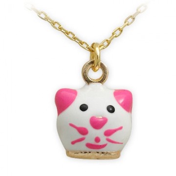 14 Ayar Alt�n Kedi Fig�rl� Kolye
