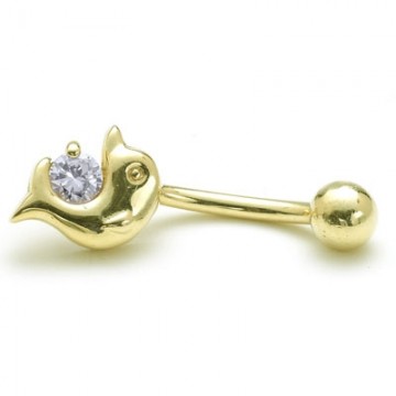 14 Ayar Alt�n Zirkon Ta�l� Yunus Bal��� Piercing