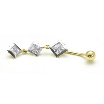 14 Ayar Alt�n Zirkon Ta�l� Fantazi Piercing