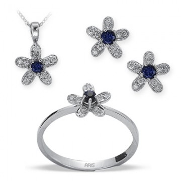 P�rlanta Safir Renkli Set Alt�n Glenda