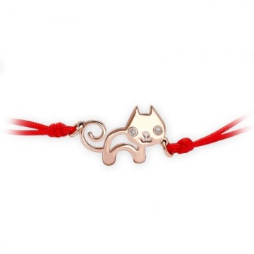  Pırlantalı Altın Kedi Bilekliği