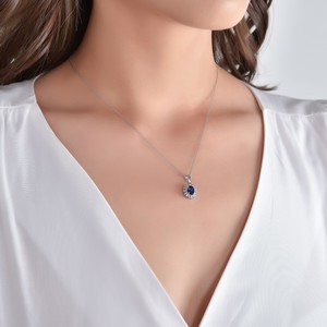 0.92 Karat Safir Safir Pırlanta Kolye