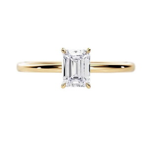 Laboratuvar Pırlantası Emerald Kesim Tektaş Yüzük